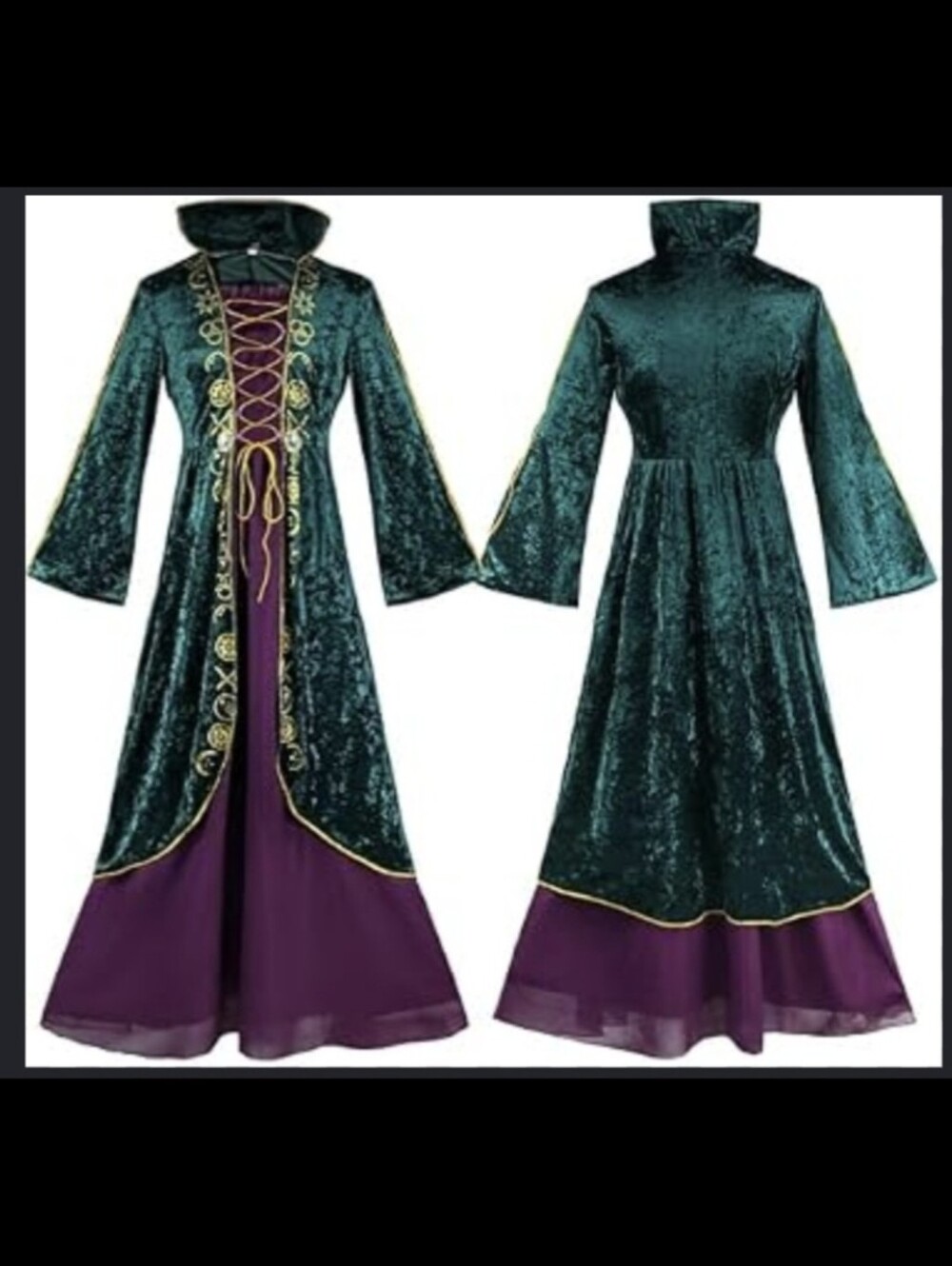 Winifred Sanderson Hocus Pocus Costume Green Velvet Purple Gown Medium